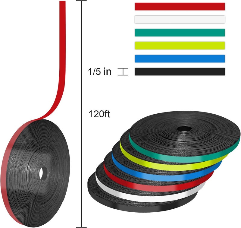 JINGZHAN Magnetic Tape Roll, 120 ft x 1/5 Inch Magnet Tape for Whiteboard, Reusable Magnetic Whiteboard Borders & Dividers for Classroom, Office, Art (Red) - Image 2
